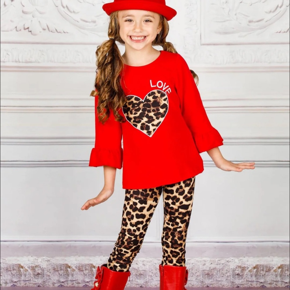 Red Heart Leopard Kids Matching Set